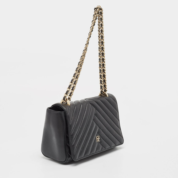 CAROLINA HERRERA Black Quilted Leather CHHC Flap Shoulder Bag - Picture 3 of 8